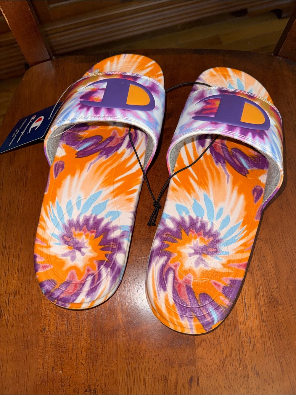 Champion Tie-Dye Slide Sandals in Purple, Orange, Blue Women’s 11 - Picture 3 of 5